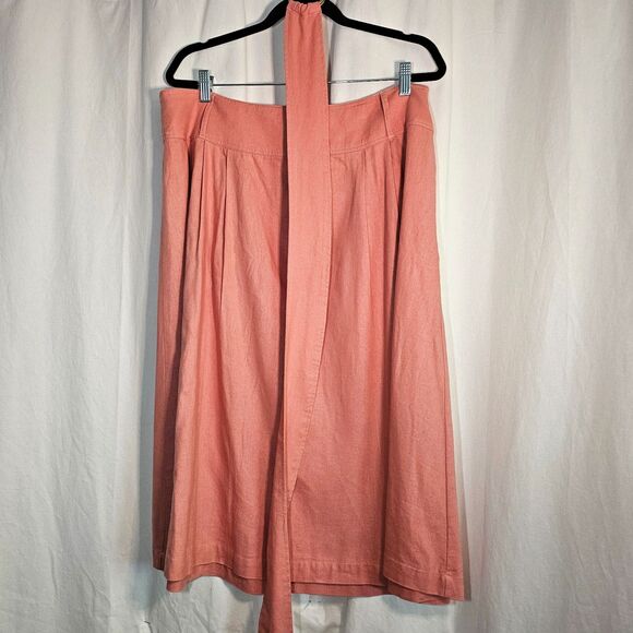 Marc New York Pink Linen Blend A-Line Skirt with Belt sz XL - Picture 1 of 9